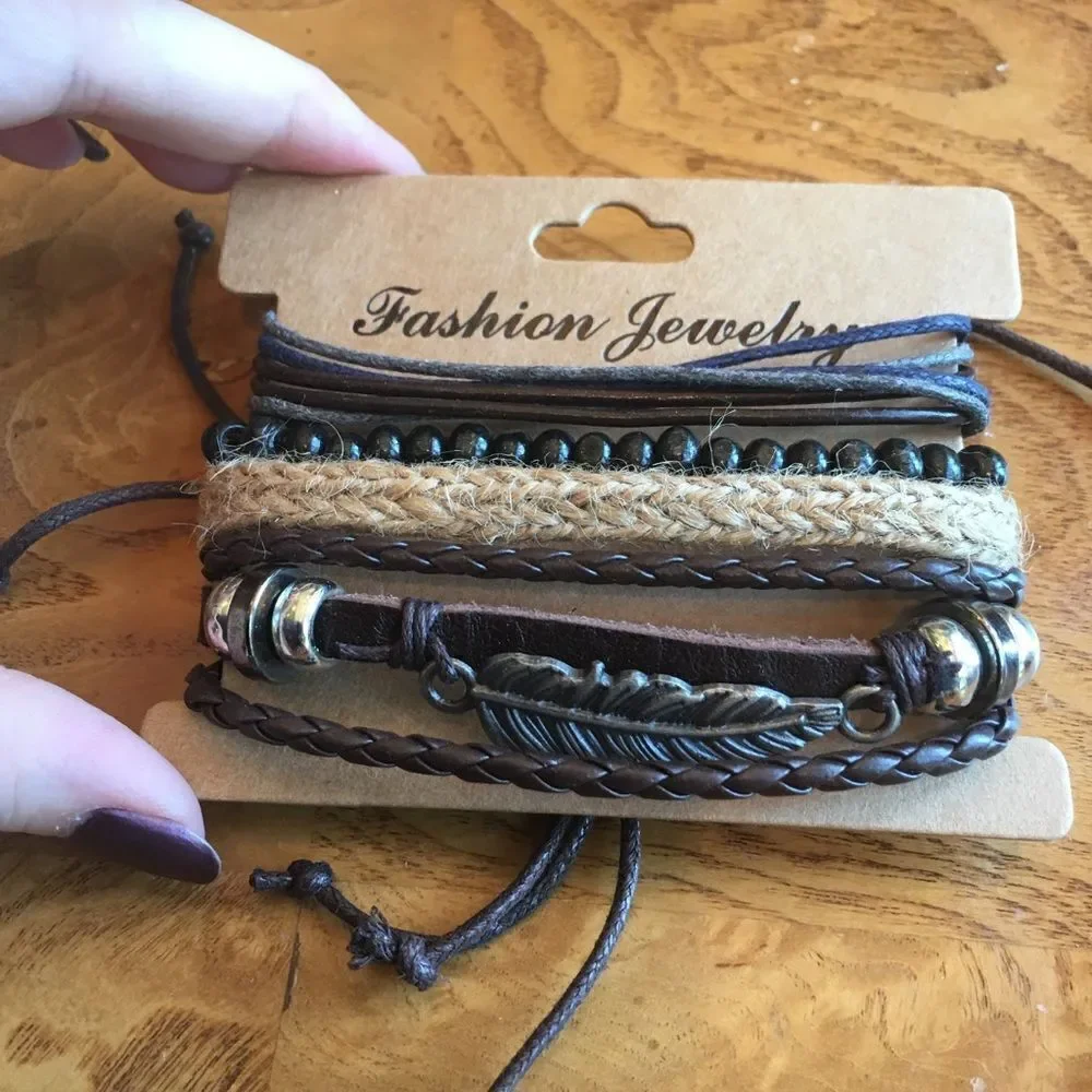 MEN’S LEATHER Feathered Wing Bracelets!
